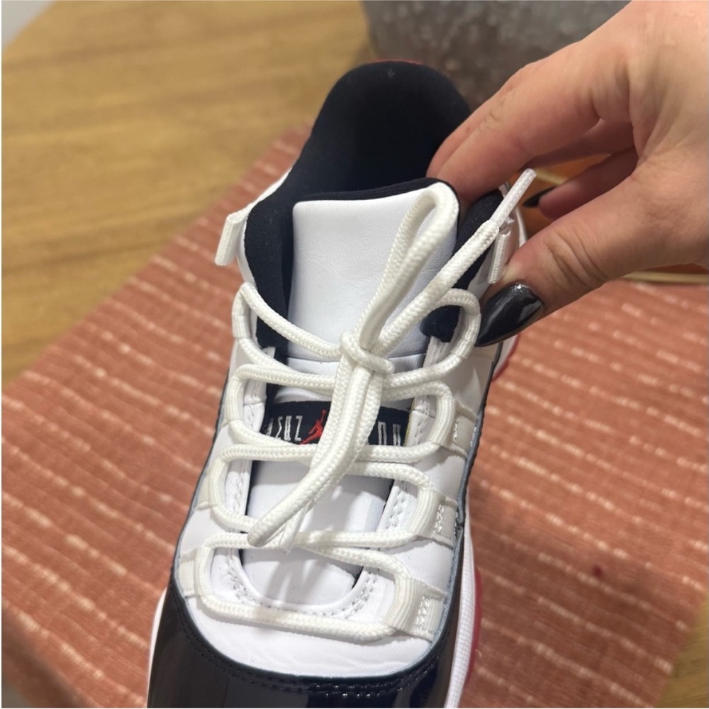 Jordan White and Black Sneakers with Patent Leather